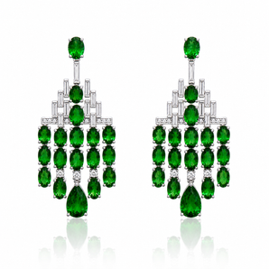 950 Platinum Tsavorite Garnet & Diamond Earrings