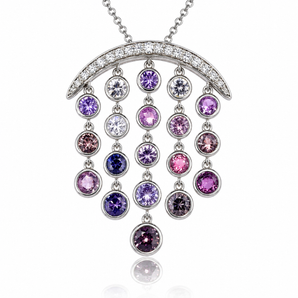 Platinum Ceylon Sapphire & Diamond Pendant Necklace (NO HEAT)