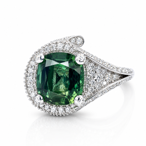 950 Platinum Tourmaline & Diamond Ring
