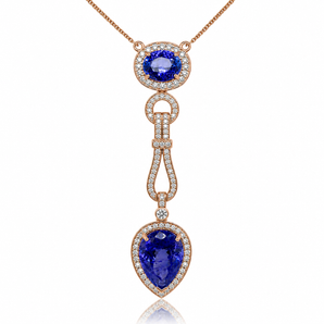 14kt Rose Gold Tanzanite & Diamond Pendant Necklace