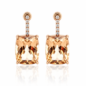 14kt Rose gold Morganite & Diamond Earrings