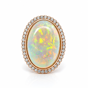 14kt Rose Gold Australian Opal & Diamond Ring