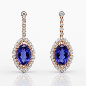 18kt Rose Gold Tanzanite & Diamond Earrings