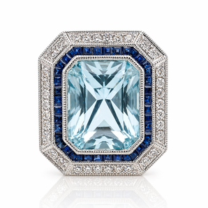 14kt White Gold Aquamarine & Diamond Ring