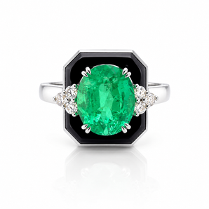 950 Platinum Emerald & Diamond Ring