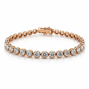 18kt Rose Gold Round Brilliant Cut Diamond Tennis Bracelet