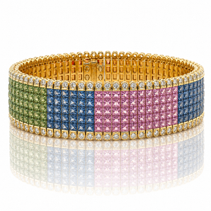 18kt Yellow Gold Fancy Sapphire & Diamond Bracelet