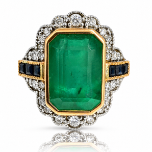 18kt Two-Tone Gold Emerald & Diamond Ring