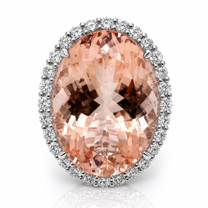 950 Platinum Morganite & Diamond Ring