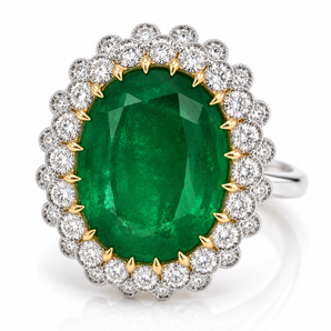 18kt Yellow Gold Emerald & Diamond Ring