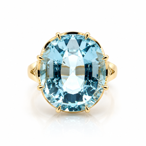 14kt Yellow Gold Aquamarine & Diamond Ring