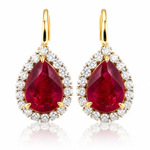 18kt Rose Gold Ruby & Diamond Earrings
