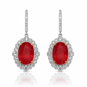 950 Platinum Ruby & Diamond Earrings