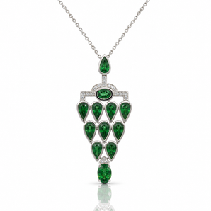 950 Platinum Tsavorite Garnet & Diamond Necklace