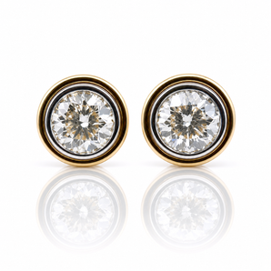 14kt Yellow & White Gold Diamond Stud Earrings