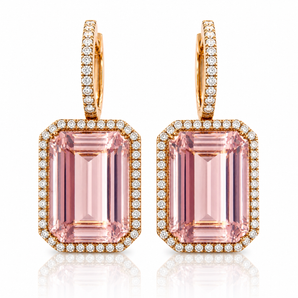 18kt Yellow Gold Kunzite & Diamond Earrings