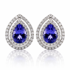 14kt White Gold Tanzanite & Diamond Earrings