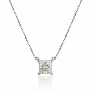 14kt White Gold Princess Cut Diamond Pendant Necklace