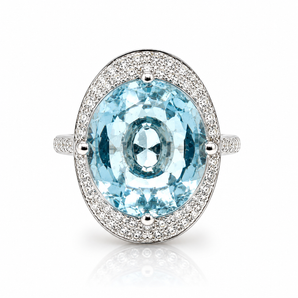 950 Platinum Aquamarine & Diamond Ring