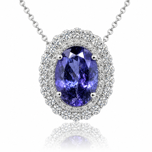 14kt White Gold Tanzanite & Diamond Pendant Necklace