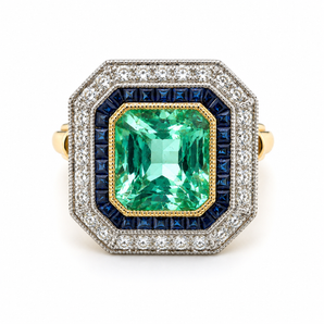 14kt Yellow Gold Colombian Emerald & Diamond Ring