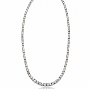 14KT 18.98CT White Gold Round Brilliant Cut Diamond Tennis Necklace
