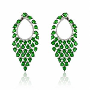 950 Platinum Tsavorite Garnet & Diamond Earrings
