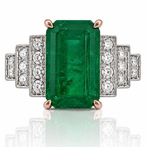 18kt Rose Gold Emerald & Diamond Ring