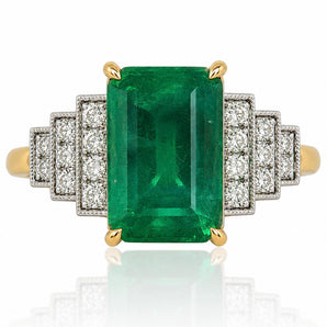 18kt Two-Tone Emerald & Diamond Ring