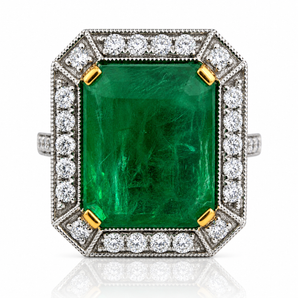 14kt White Gold Emerald & Diamond Ring
