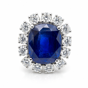18kt White Gold Ceylon Sapphire & Diamond Ring