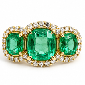 18kt Yellow Gold Colombian Emerald & Diamond Ring