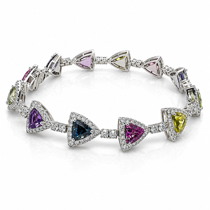 18kt White Gold Fancy Sapphire & Diamond Bracelet