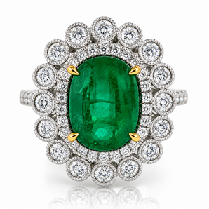 950 Platinum Emerald & Diamond Ring