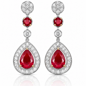 950 Platinum Ruby & Diamond Earrings